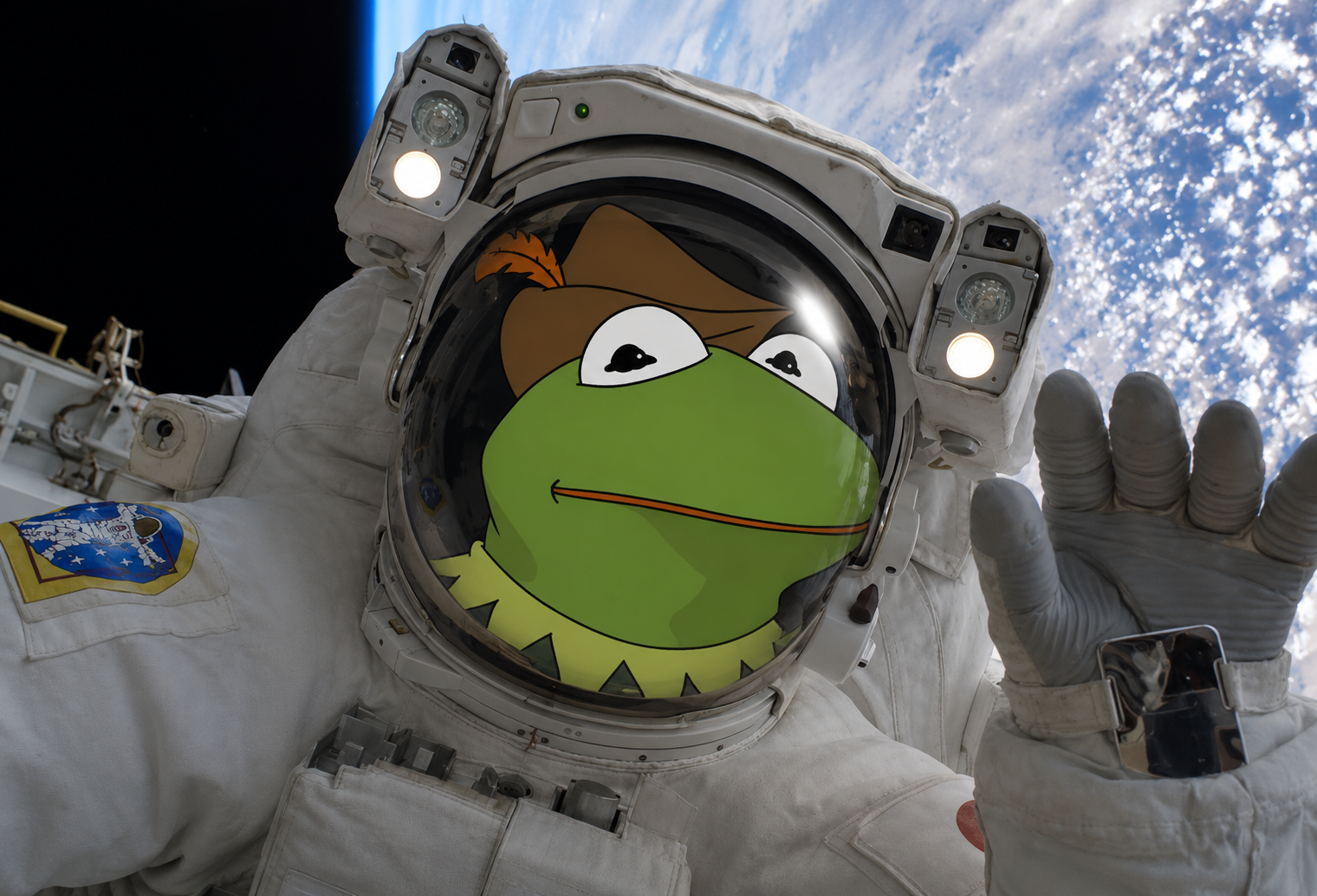 Robin takes a selfie in space
