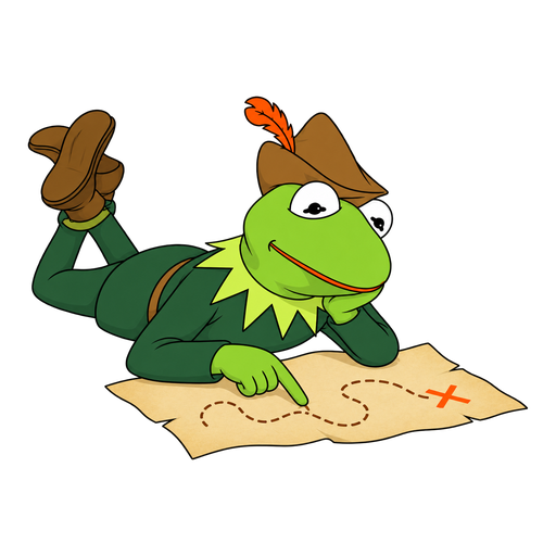 Robin studies a dotted trail across a Sherwood treasure map