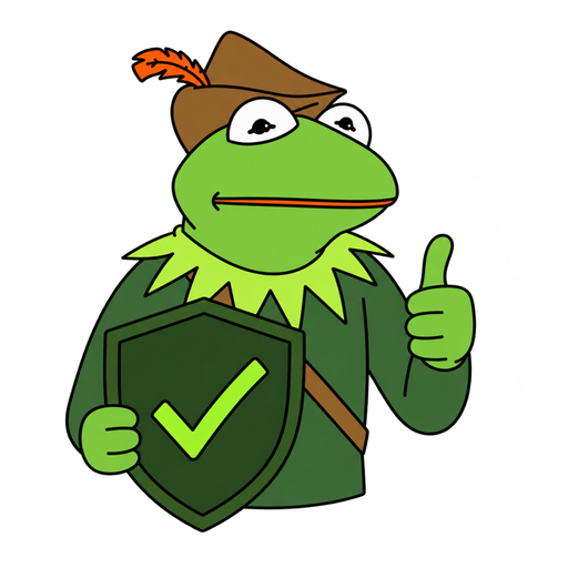 Robin holding a security shield